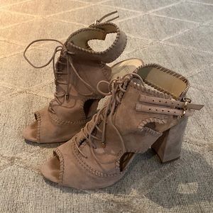 Tan strappy heels